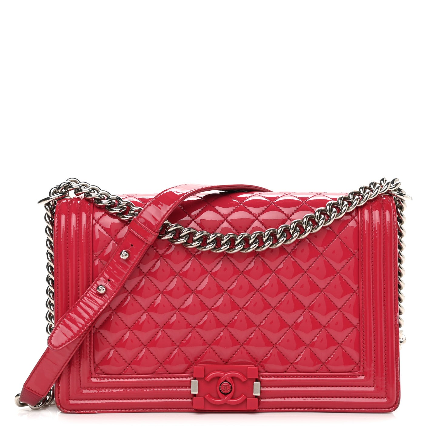 Patent Calfskin New Medium Plexiglass Boy Flap Pink