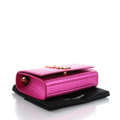 Saint Laurent Metallic Calfskin Small Classic Monogram Kate Satchel Fuchsia 4 of 6