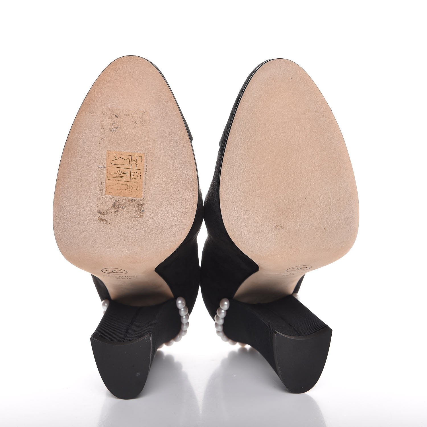 Chanel Suede Grosgrain Pearl CC Cap Toe Pump 36.5 Black 5 of 9