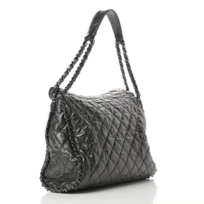Chanel Metallic Calfskin Quilted Large Chain Me Hobo Dark Grey 3 of 11