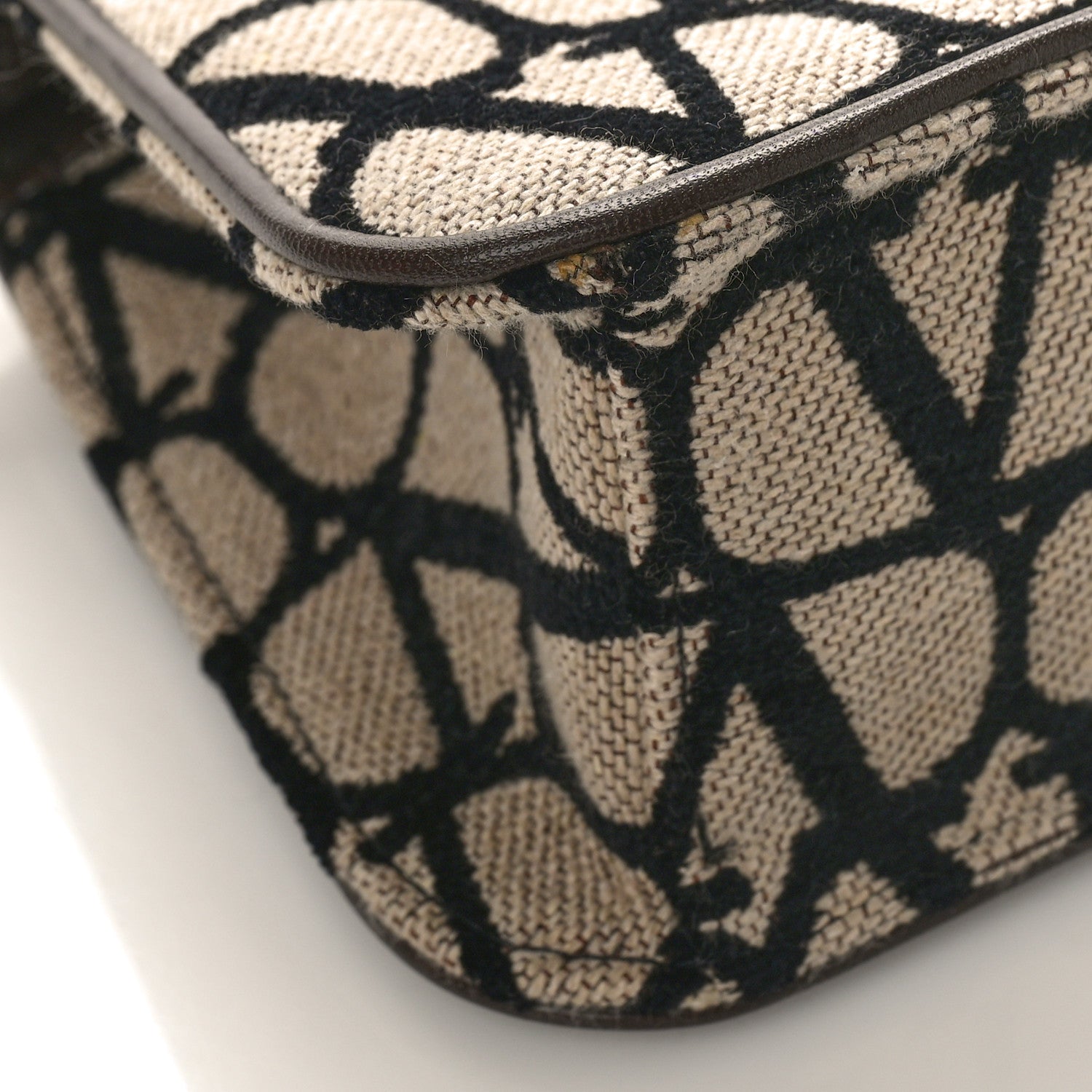 Valentino Garavani Toile Iconographe Goatskin VLogo Small Loco Top Handle Bag Naturale Black Fondant 6 of 7