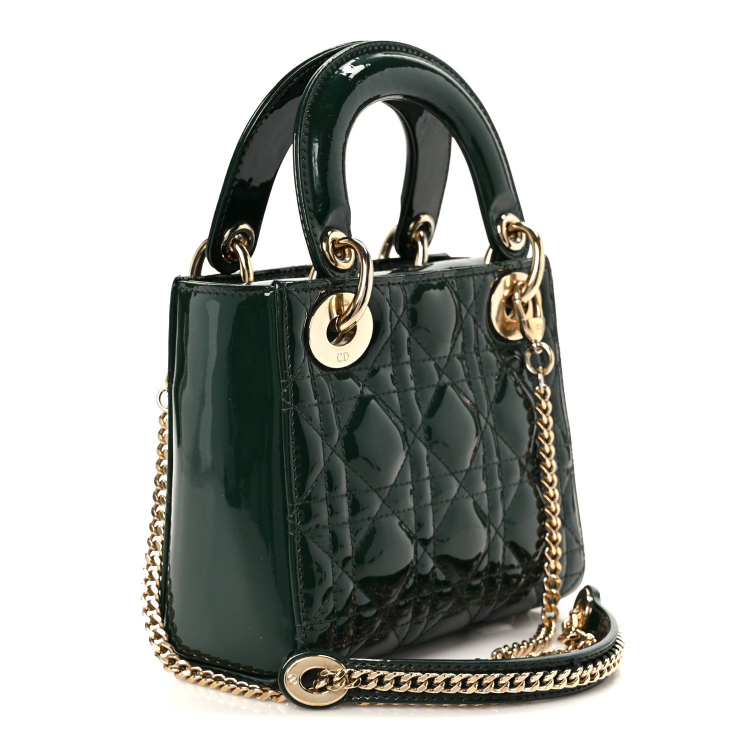 Christian Dior Patent Cannage Mini Lady Dior Pine Green 3 of 10