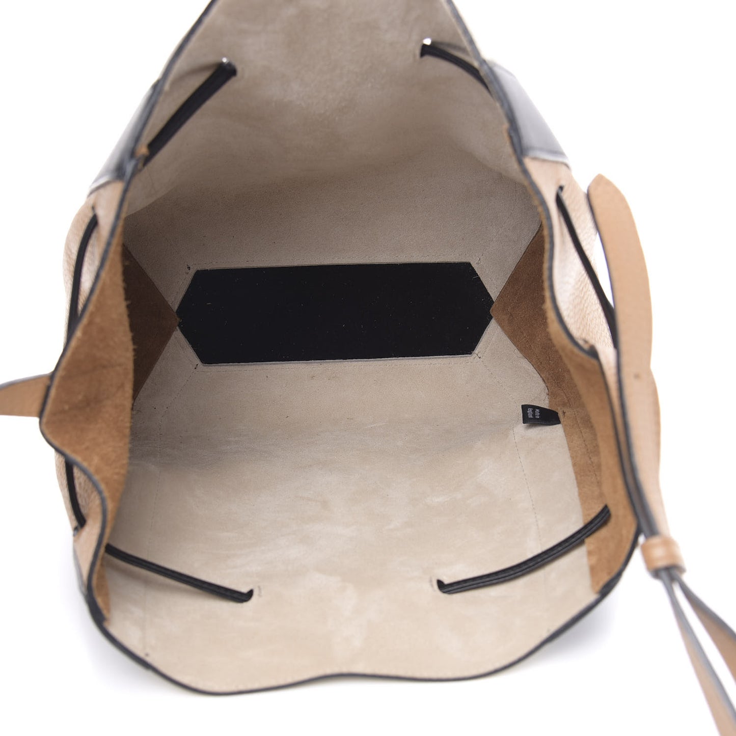 Heavy Grain Calfskin Tri-Color Small Millie Tote Chalk Sable Black