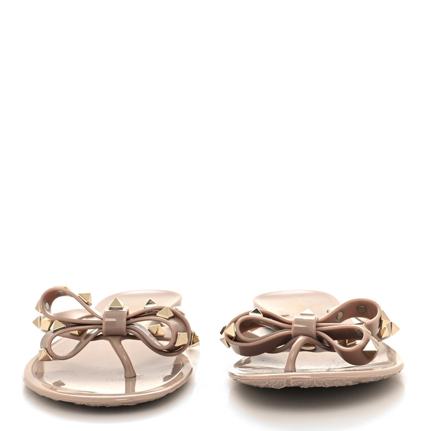 PVC Jelly Rockstud Bow Thong Sandals 39 Poudre
