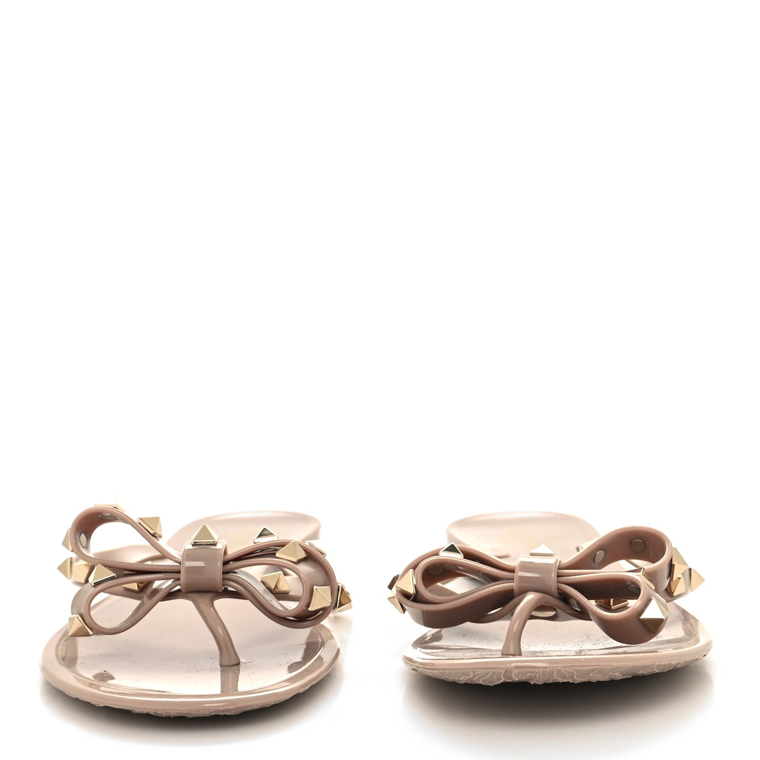 Valentino Garavani PVC Jelly Rockstud Bow Thong Sandals 39 Poudre 2 of 7