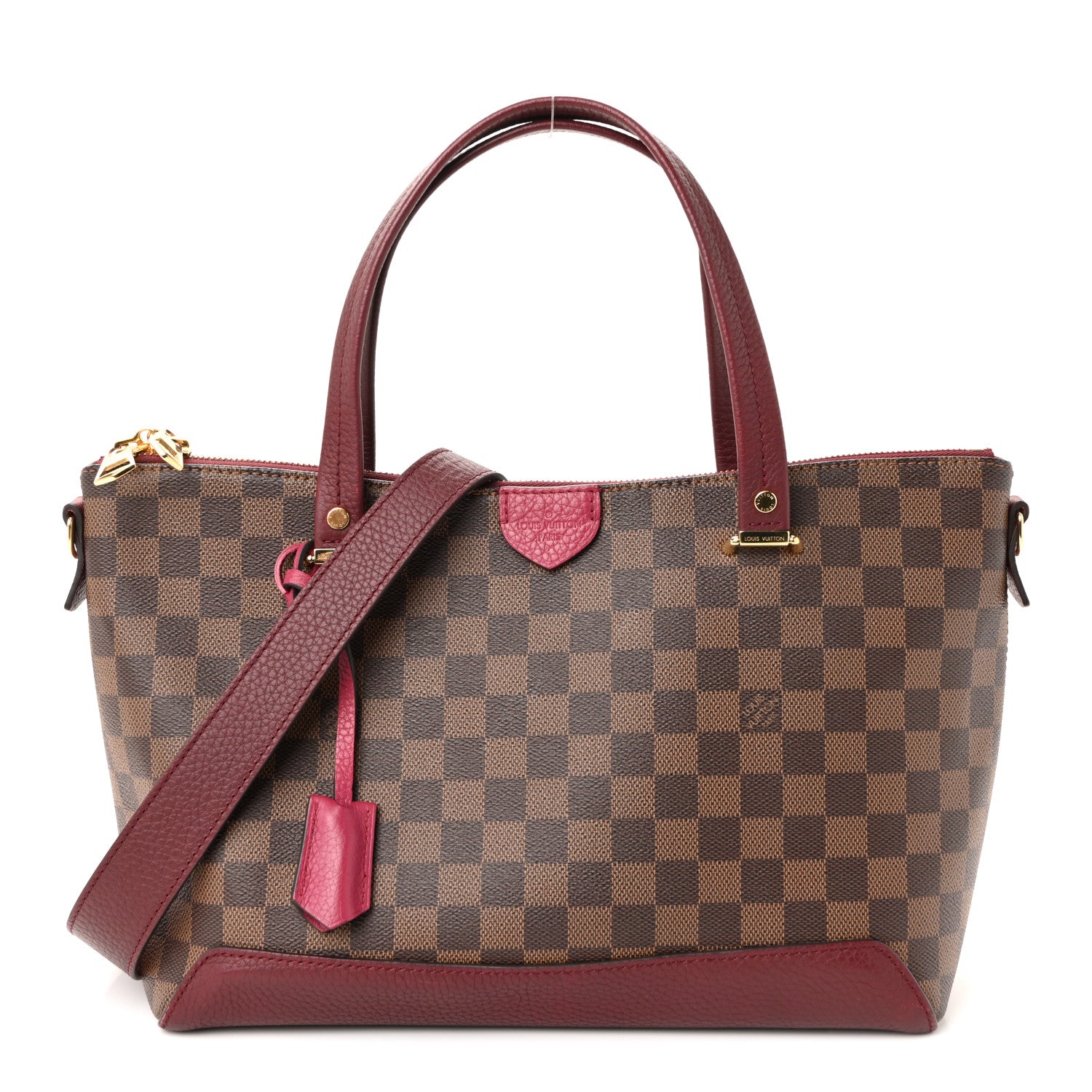 Louis Vuitton Damier Ebene Cuir Taurillon Hyde Park Fuchsia 1 of 9