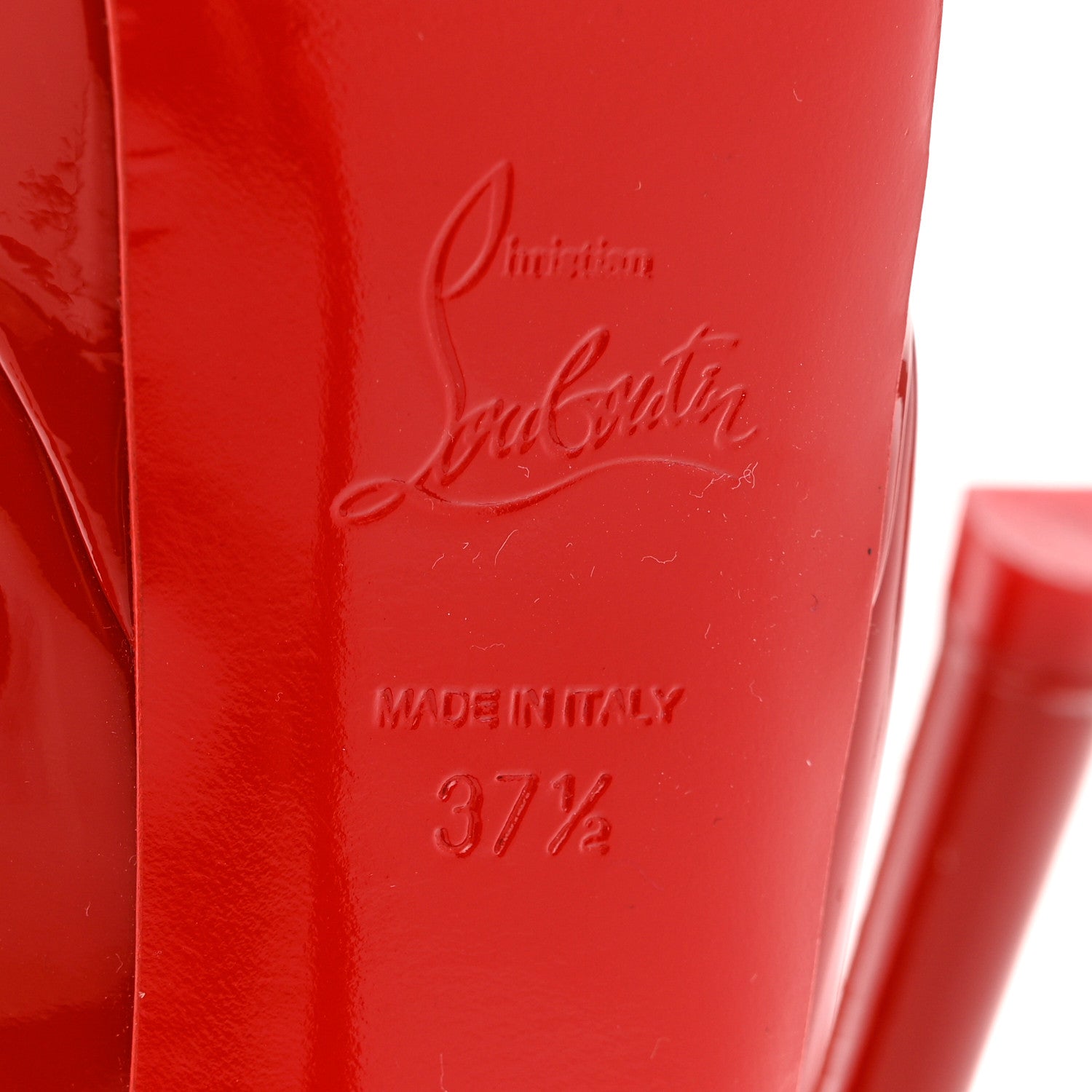 Christian Louboutin Patent Loubitag Fetish Peep 150 Pumps 37.5 Red 6 of 7