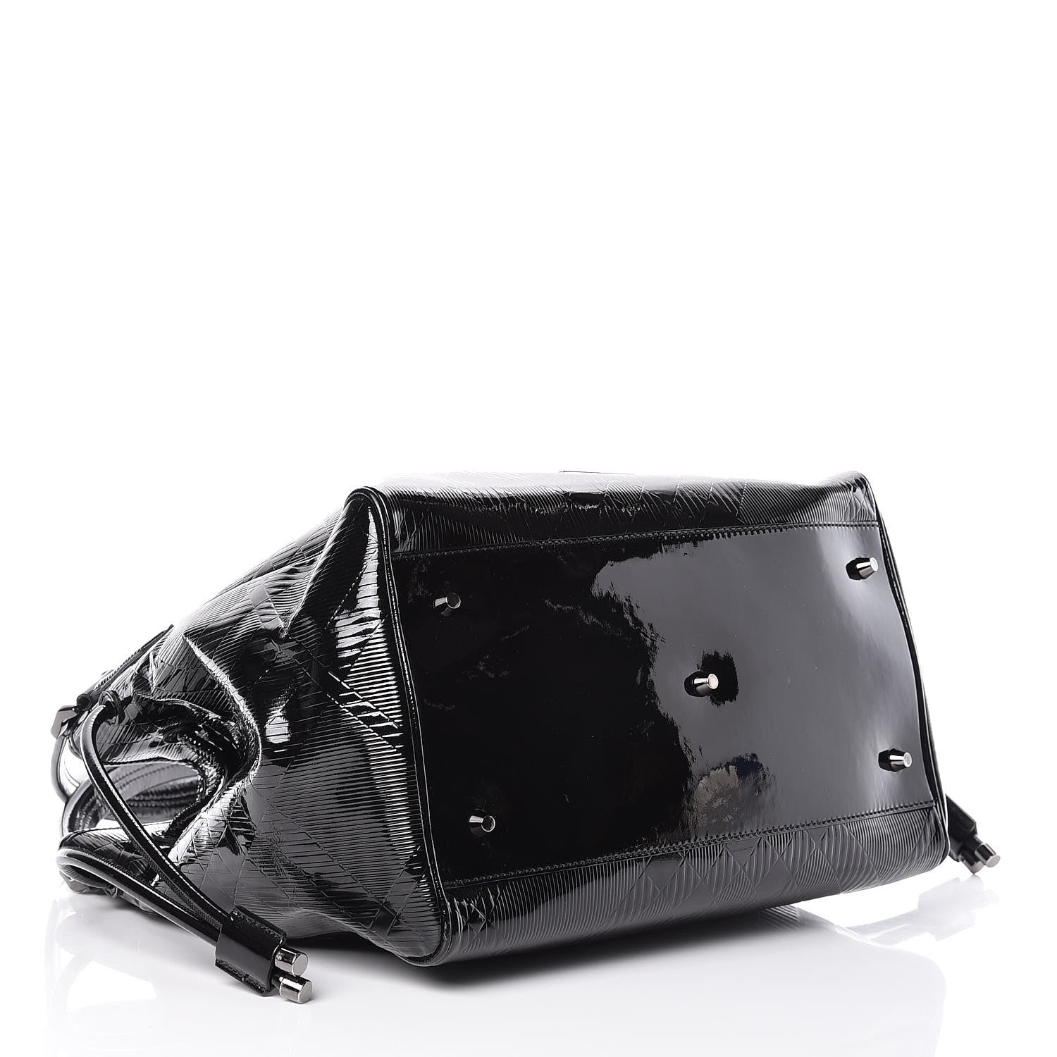 Burberry Patent Check Embossed Small Bilmore Tote Black 4 of 11