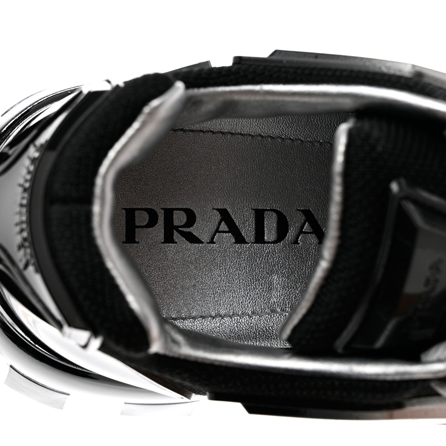 Prada Rubber Knit Fabric Mens Cloudbust Thunder Sneakers 9 Argento Black 7 of 10