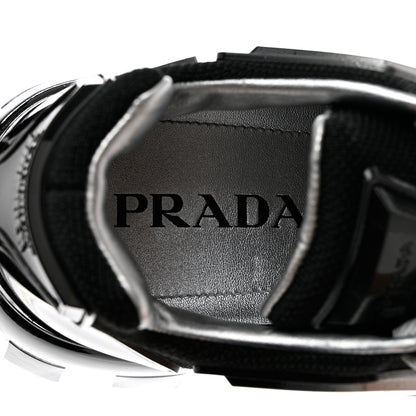 Prada Rubber Knit Fabric Mens Cloudbust Thunder Sneakers 9 Argento Black 7 of 10