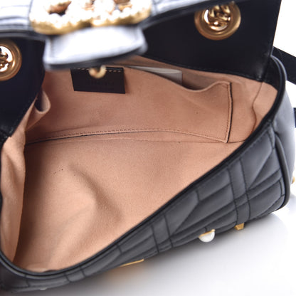 Gucci Calfskin Matelasse Studded Mini Pearly GG Marmont Shoulder Bag Black 2 of 4