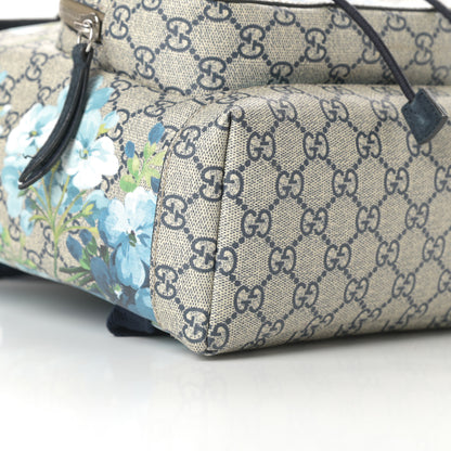 Gucci GG Supreme Monogram Blooms Small Single Buckle Backpack Beige Blue Navy 9 of 12