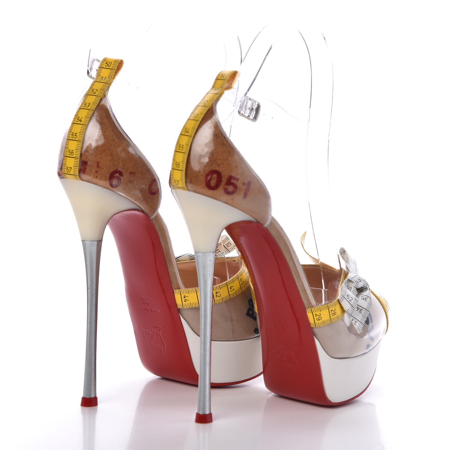 Christian Louboutin PVC Patent Ruban Calfskin Metricathy 150 Pumps 36 Transparent Yellow 4 of 8