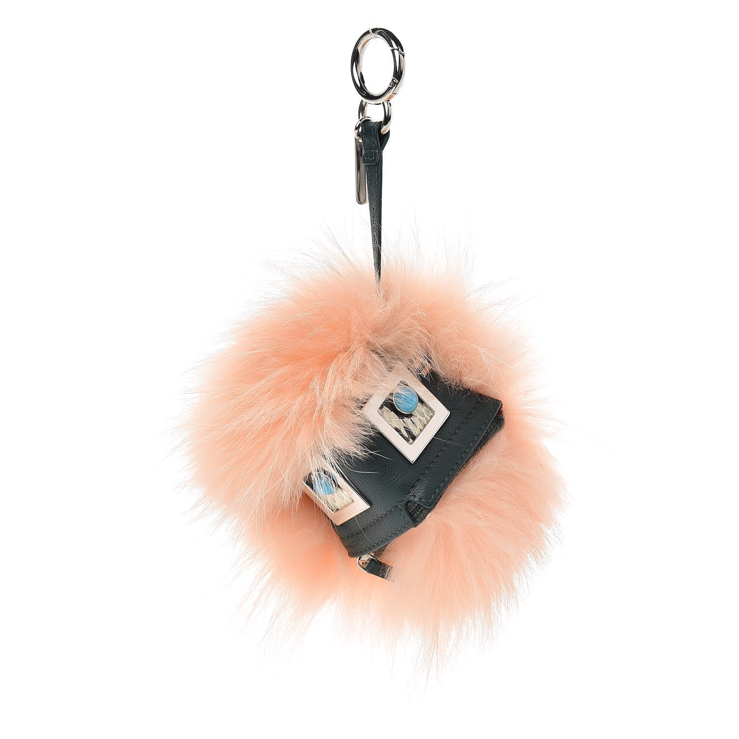 Fendi Fox Fur Calfskin Hypnoteyes Coin Purse Bag Charm Palmspring English Green 1 of 4