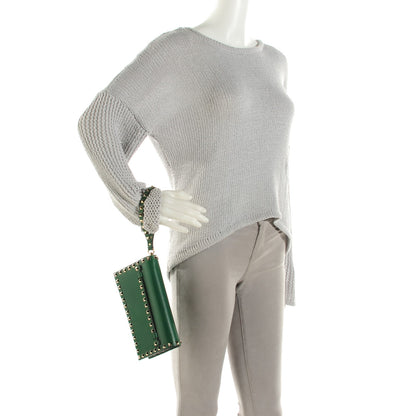 Valentino Garavani Nappa Rockstud Wristlet Clutch Emerald 2 of 6