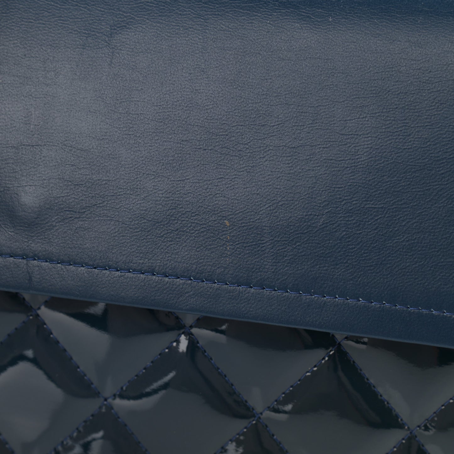 Patent Quilted Maxi Double Flap Blue