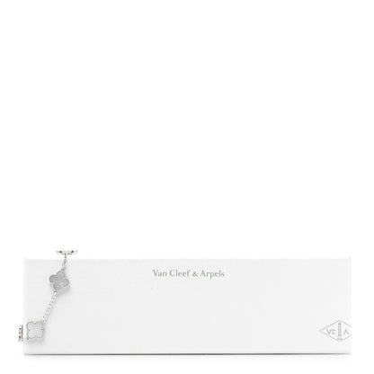 Van Cleef & Arpels 18K White Gold Mother of Pearl 5 Motifs Vintage Alhambra Bracelet 4 of 4