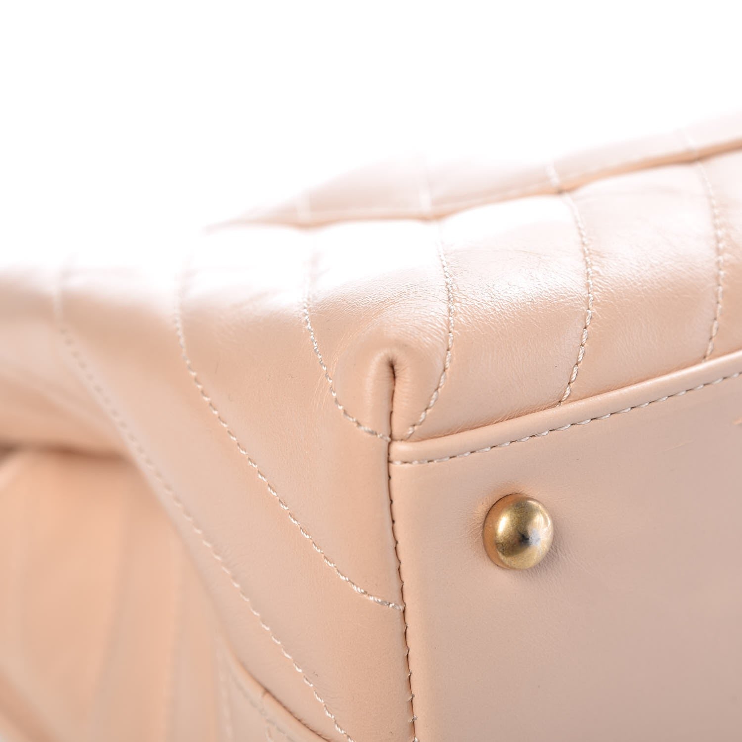 Chanel Calfskin Chevron Quilted Small Coco Handle Flap Light Beige 11 of 13