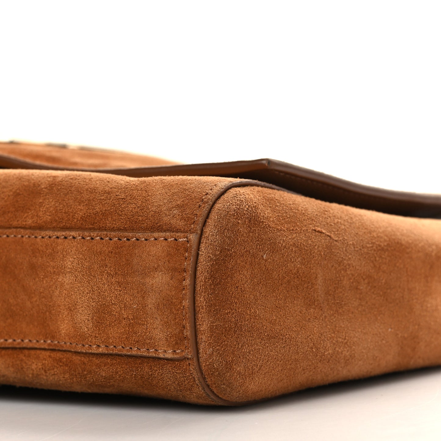 Smooth Calfskin Suede Medium Reversible Monogram Kate Satchel Light Ochre