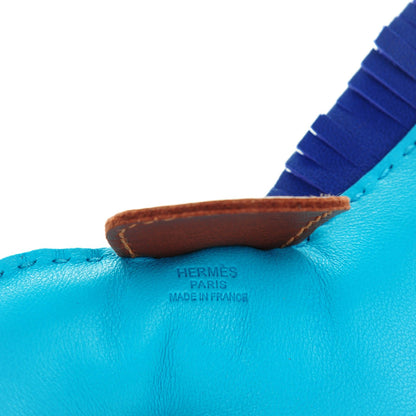 Hermes Milo Lambskin Grigri Rodeo Horse Bag Charm MM Bleu Azteque Bleu Electrique Fauve 4 of 5