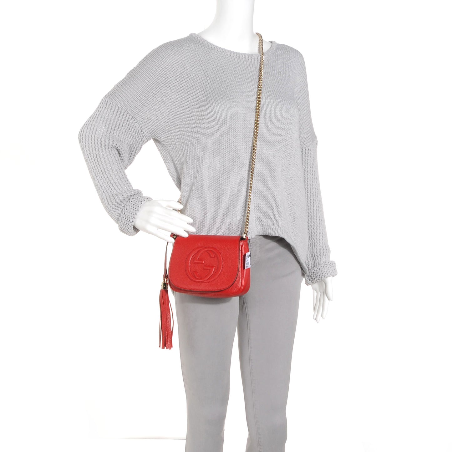 Pebbled Calfskin Small Soho Flap Crossbody Red