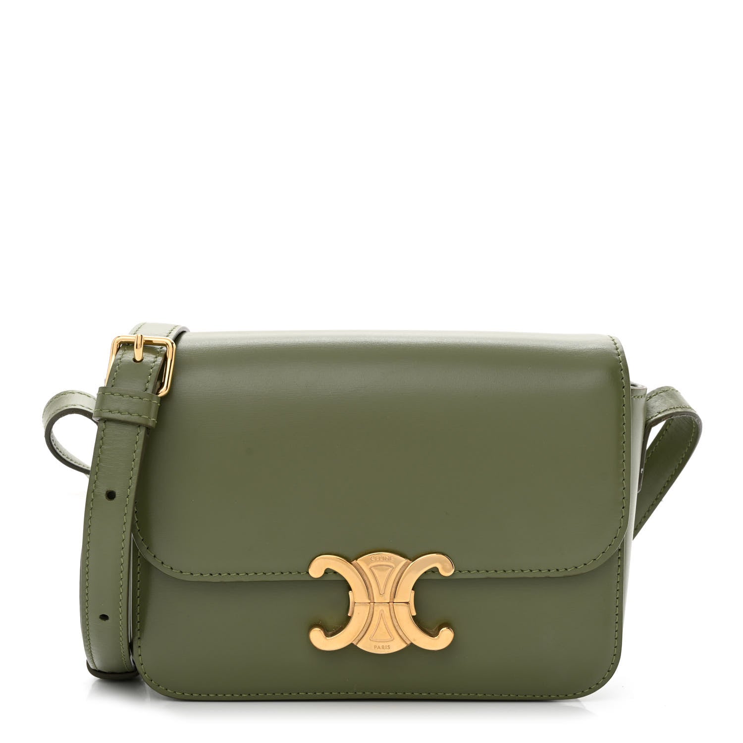 Celine Shiny Calfskin Nano Triomphe Soft Khaki 1 of 12