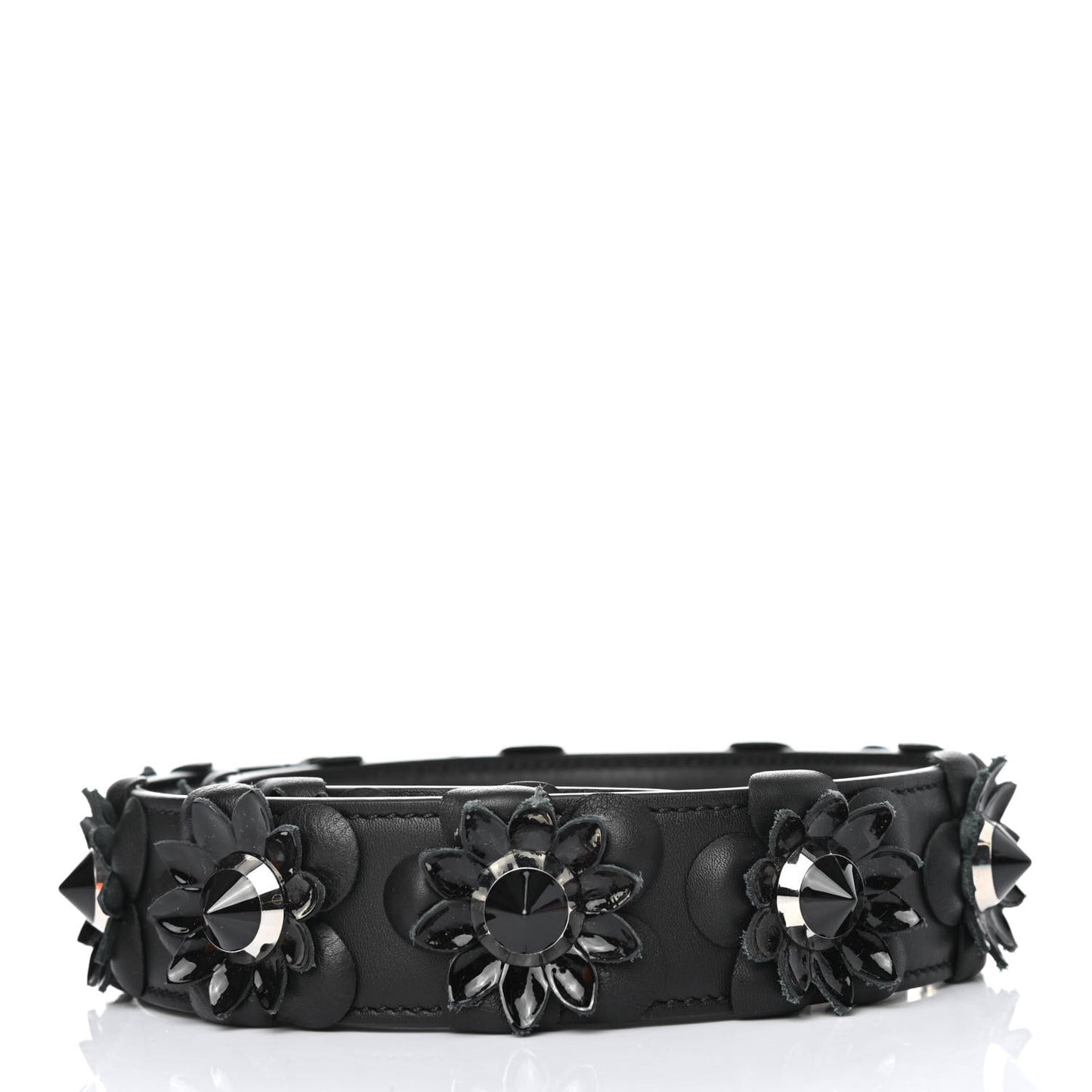 Vitello Dolce Nappa Patent Flowerland Studded Strap You Black