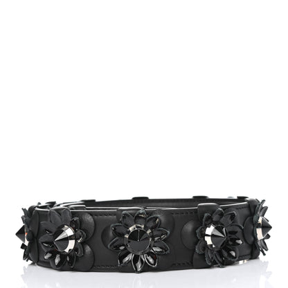 Fendi Vitello Dolce Nappa Patent Flowerland Studded Strap You Black 2 of 4