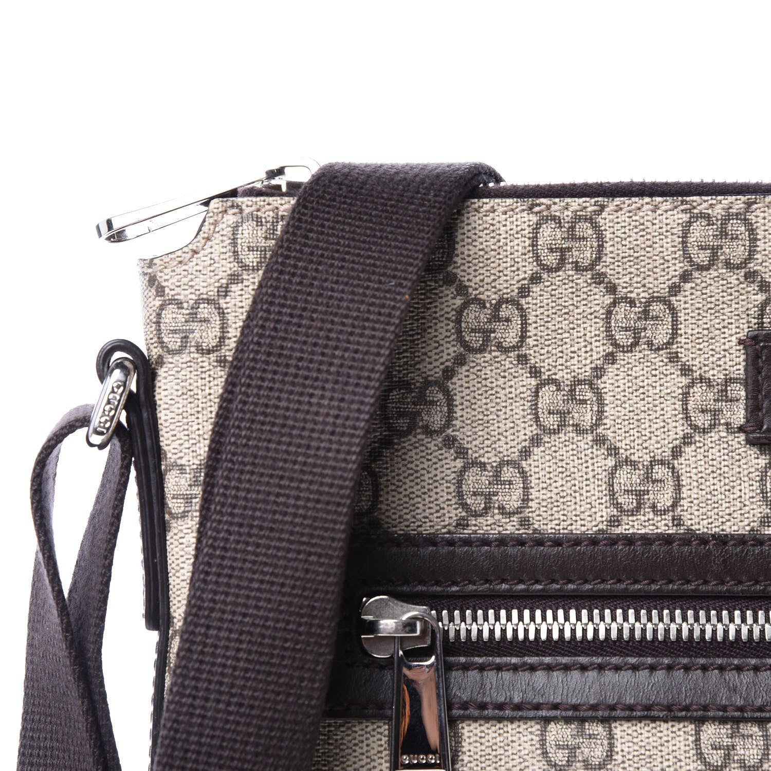 Gucci GG Supreme Monogram Medium Flat Messenger Bag Beige Brown 12 of 12