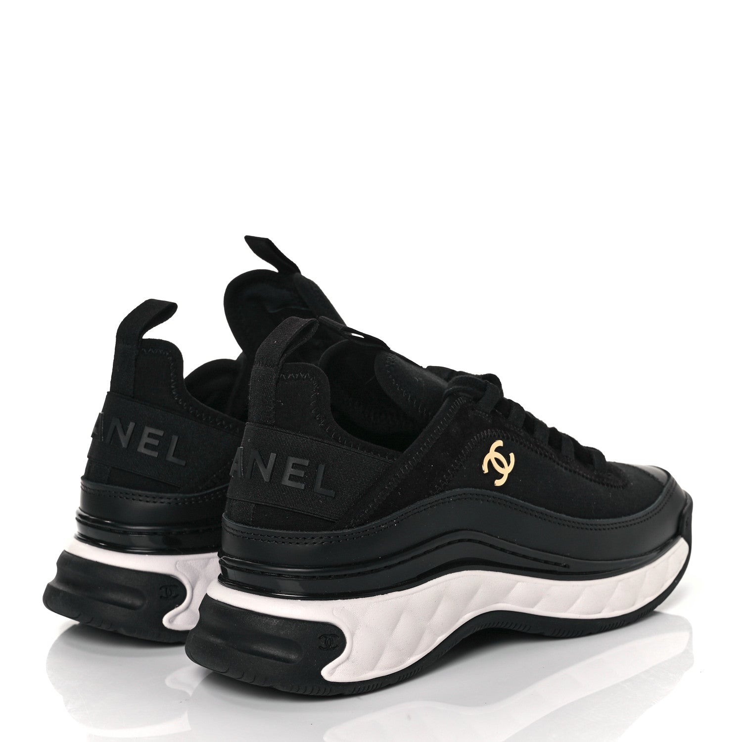 Chanel Velvet Calfskin Mixed Fibers CC Sneakers 36 Black 3 of 7