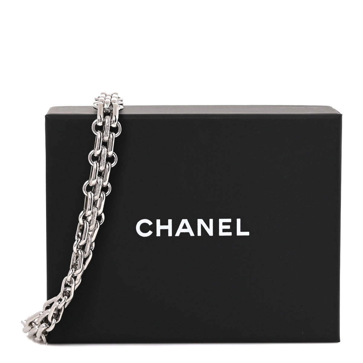 Metal Chain Link CC Choker Necklace Silver