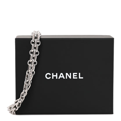 Chanel Metal Chain Link CC Choker Necklace Silver 6 of 6
