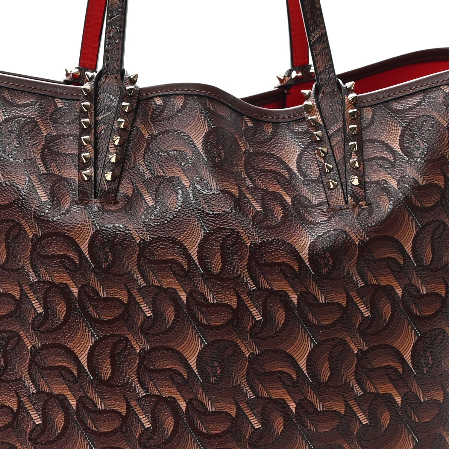 Christian Louboutin Toile Monogram Calfskin Printed Spikes East West Cabata Tote Bizon 9 of 13