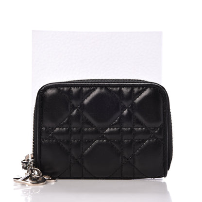 Christian Dior Lambskin Cannage Mini Lady Dior Zip Portemonnaie Black 9 of 9