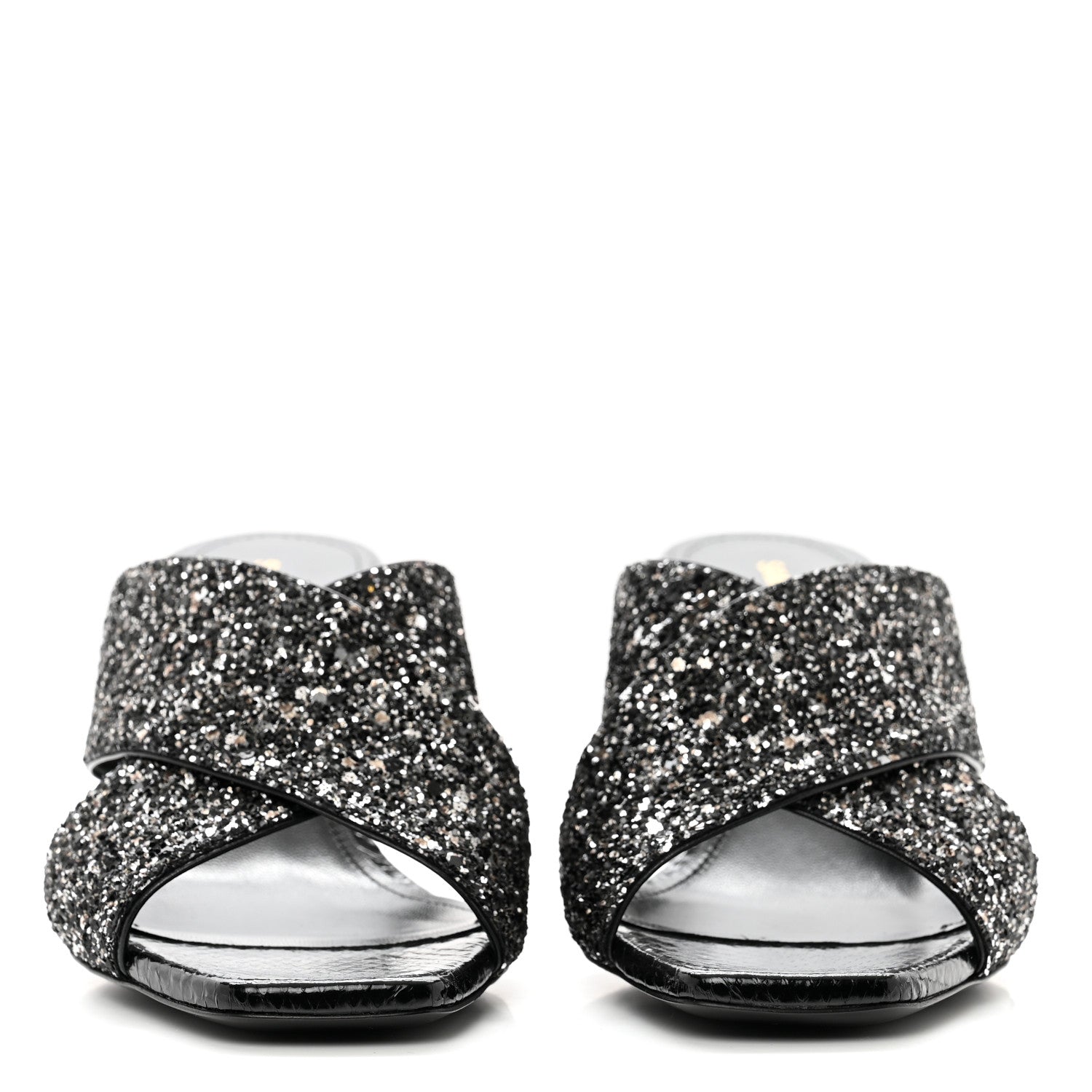 Saint Laurent Glitter LouLou 70 Mule Sandals 36 Black 2 of 9
