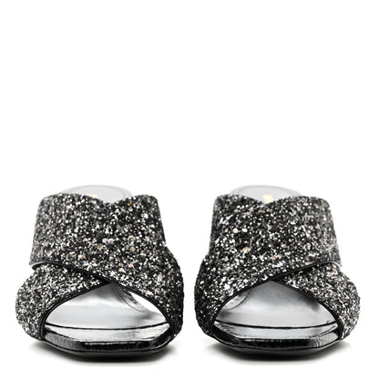 Saint Laurent Glitter LouLou 70 Mule Sandals 36 Black 2 of 9