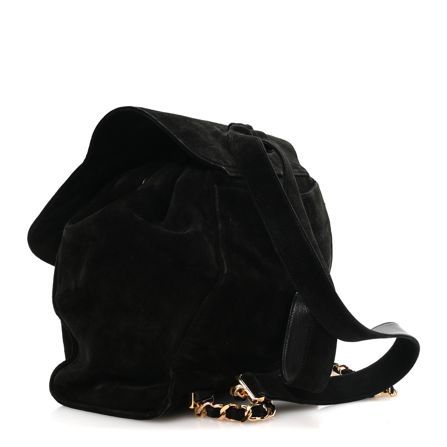 Suede CC Drawstring Backpack Black
