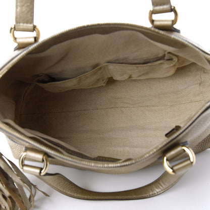 Gucci Metallic Cellarius Calfskin Small Soho Top Handle Satchel Golden Beige 5 of 10