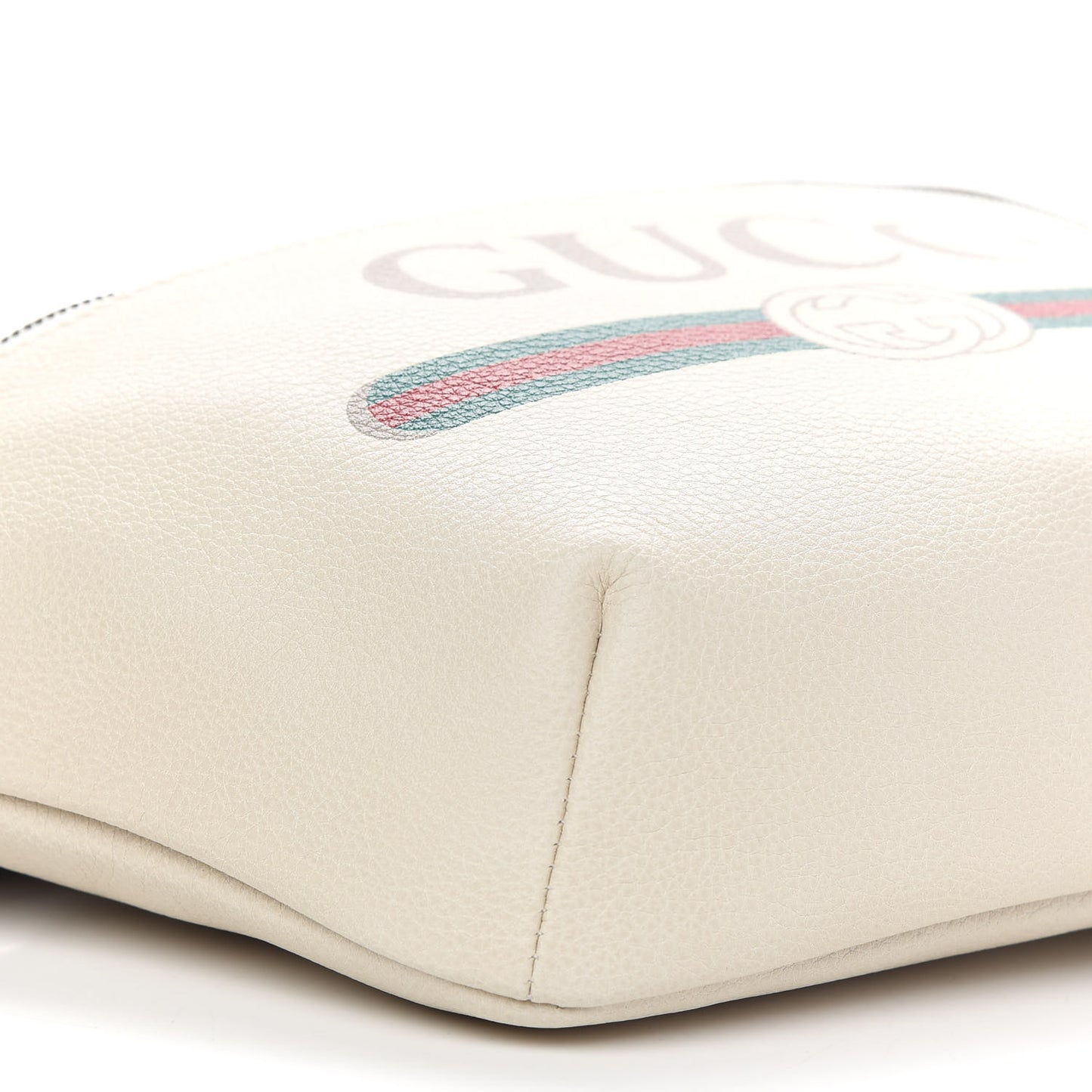 Grained Calfskin Logo Belt Bag White