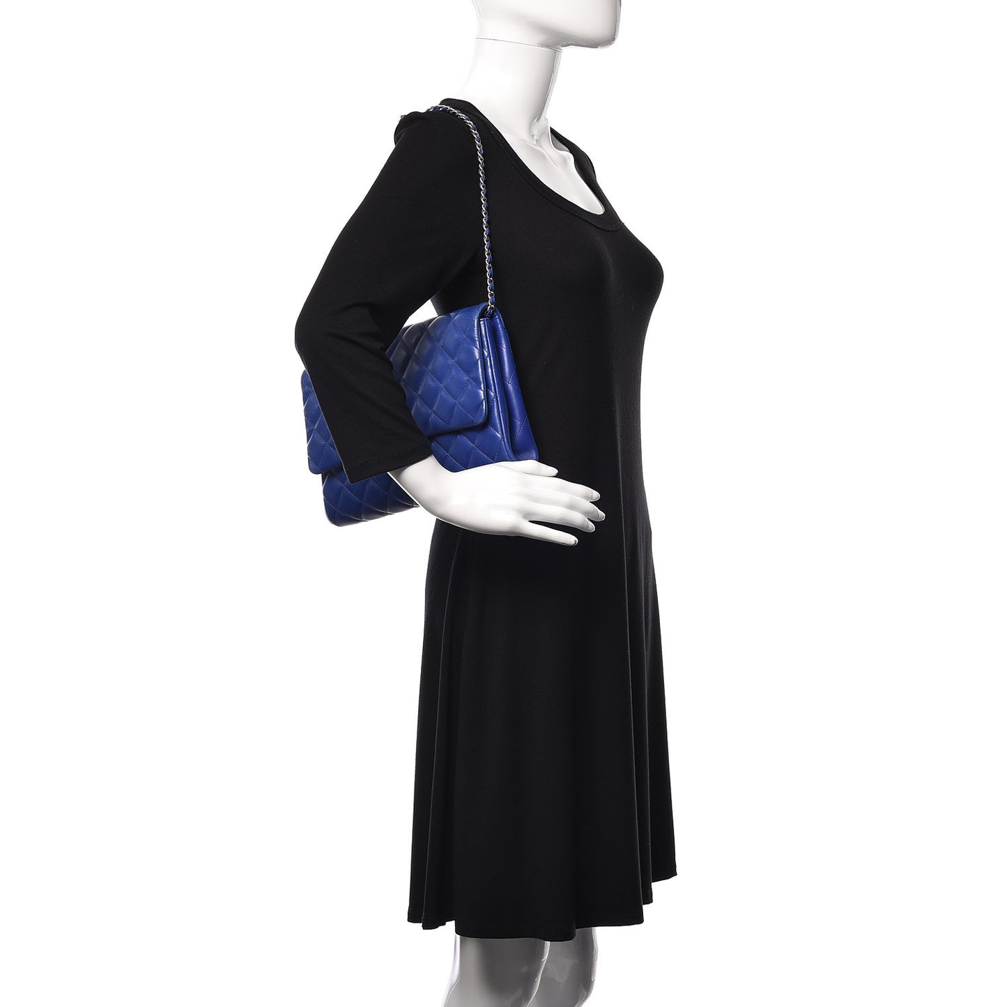 Lambskin Quilted Clutch With Chain Flap Blue