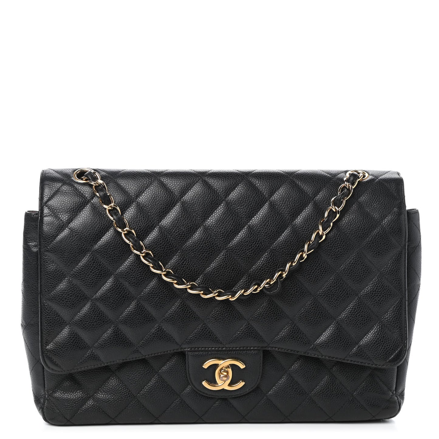 Caviar Quilted Maxi Double Flap Black