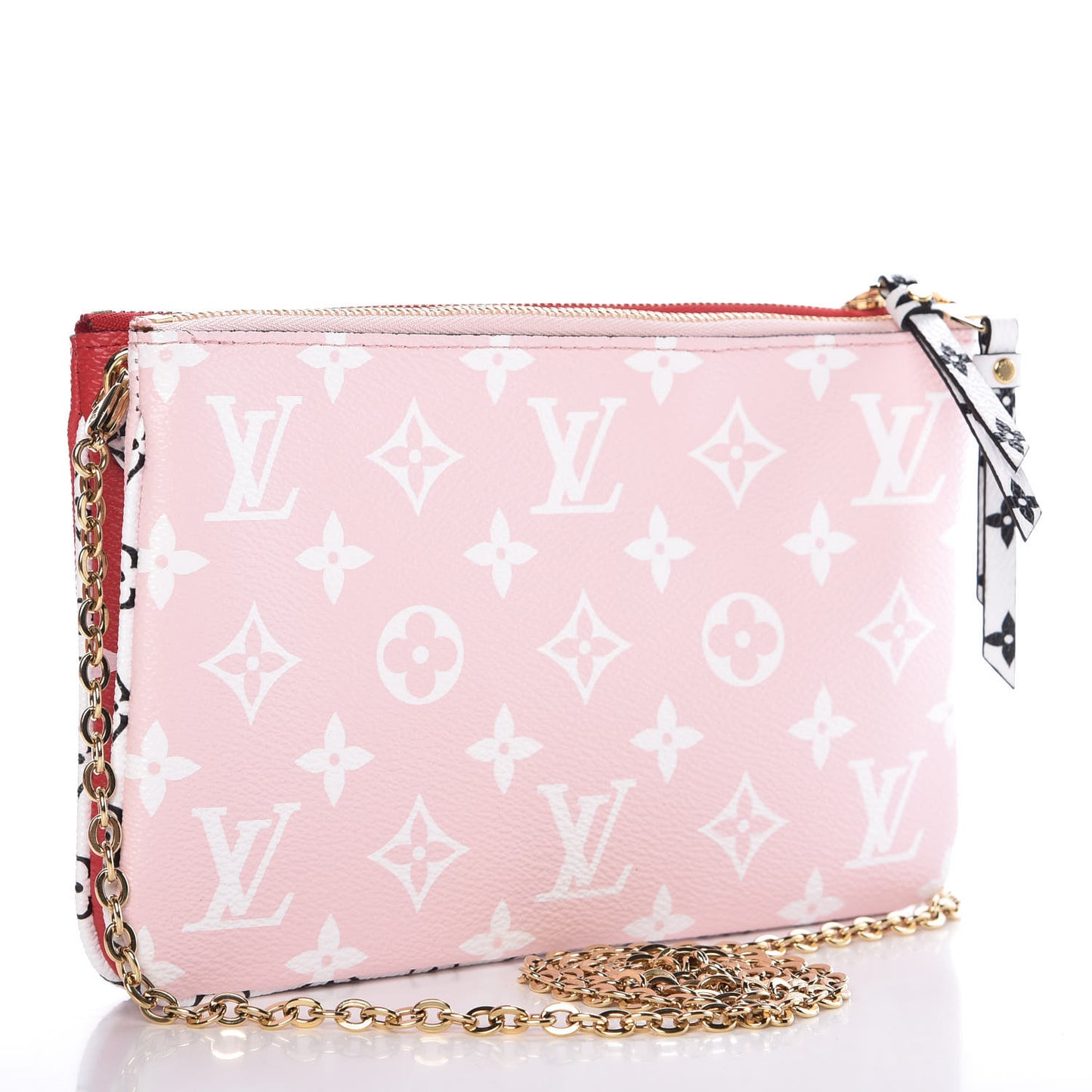 Monogram Giant Double Zip Pochette Rouge