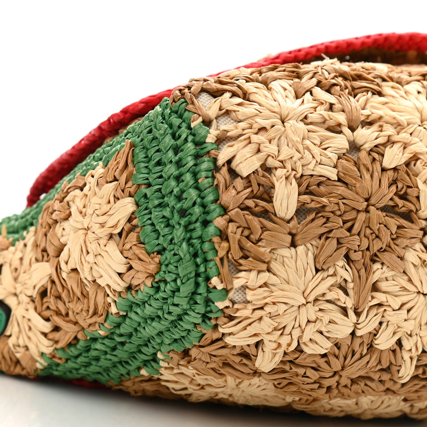 Raffia Azalea Calfskin Crochet Flower Small GG Marmont Shoulder Bag Natural Ecru Green Red New Shamarock