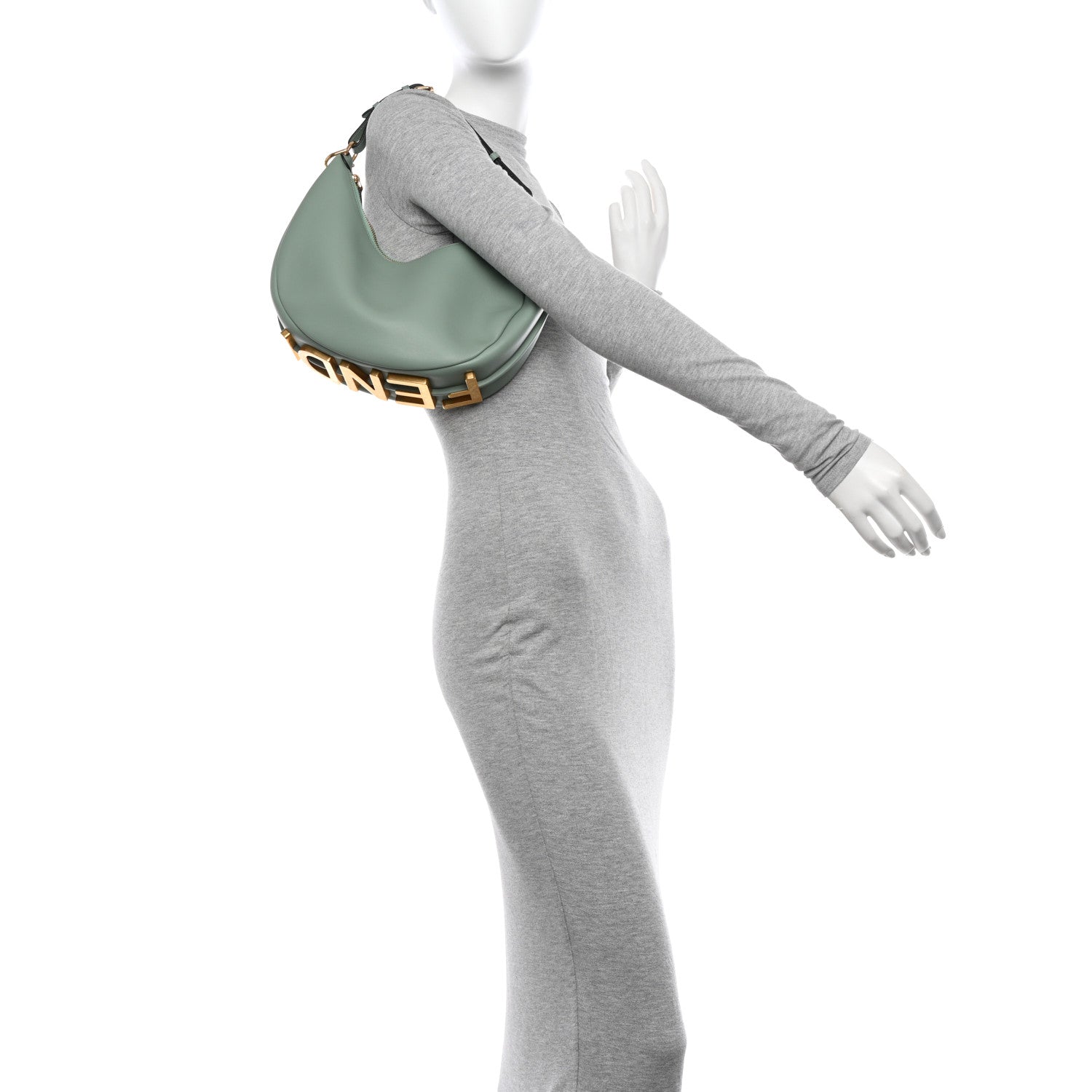 Fendi Vitello Grace Matte Small Fendigraphy Hobo Bag Menta 2 of 14