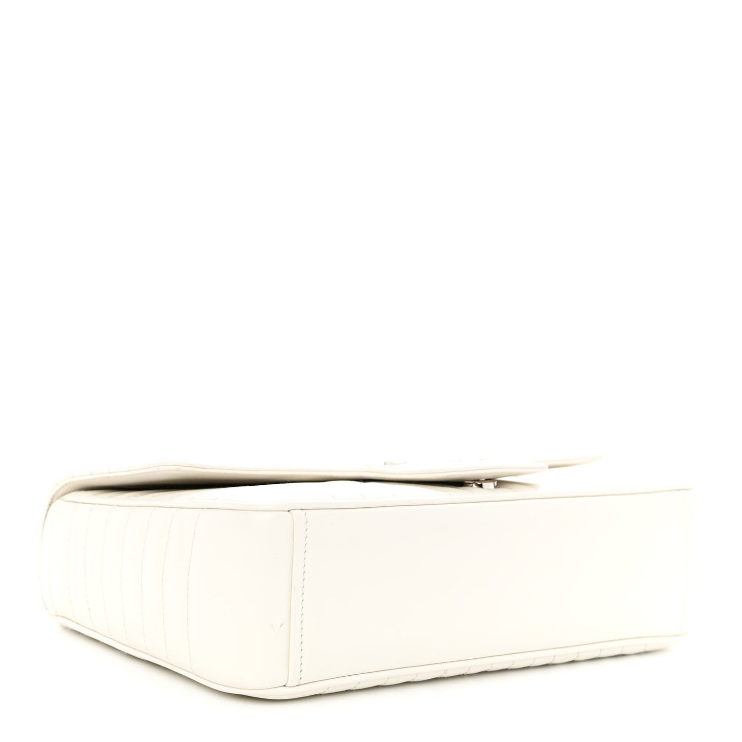 Soft Calfskin Impunture Diagramme Large Chain Flap Shoulder Bag White