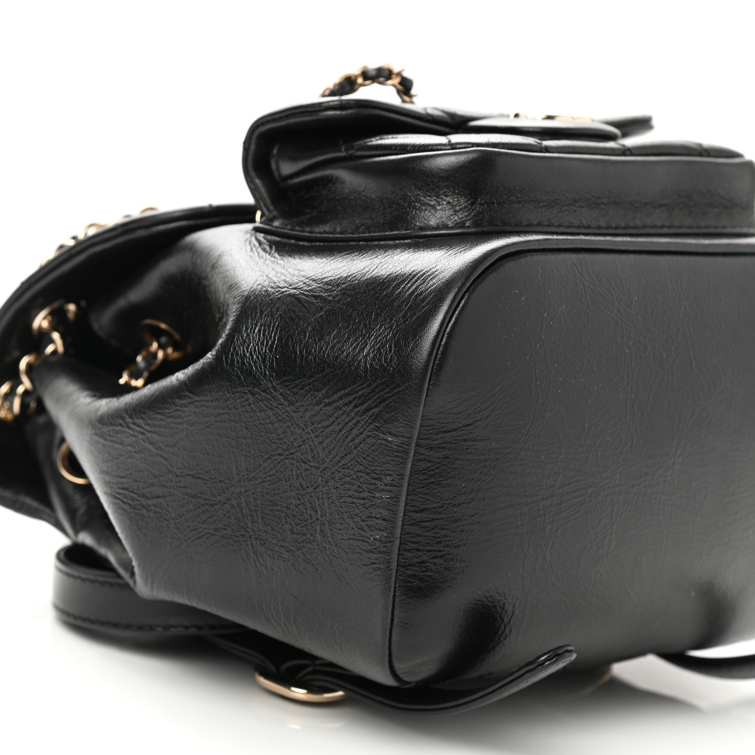 Chanel Glazed Aged Calfskin Quilted Small Duma Drawstring Backpack Black 9 of 11