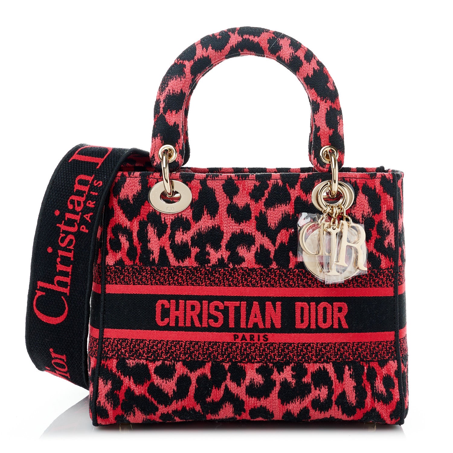 Christian Dior Canvas Medium Mizza Embroidered Lady D-Lite Fuchsia 1 of 8