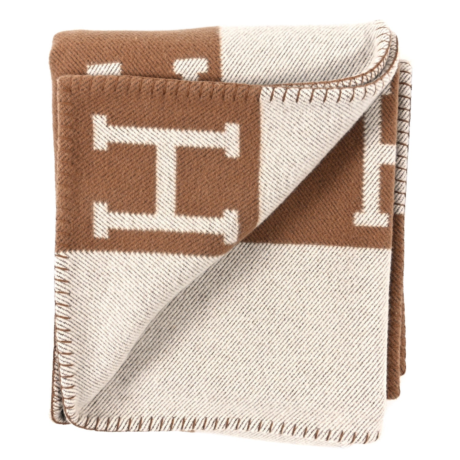 Hermes Wool Cashmere Avalon Blanket Ecru Camel 2 of 3