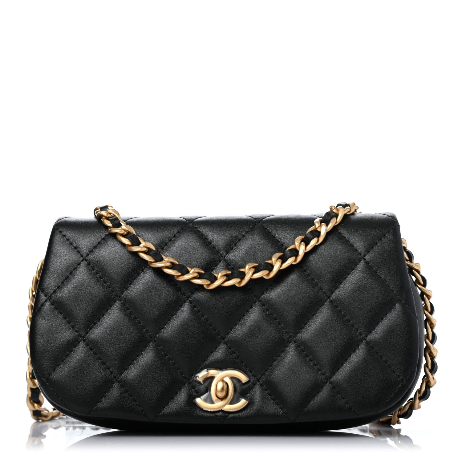 Chanel Calfskin Quilted Coco Mail Clutch With Chain Black 1 of 4