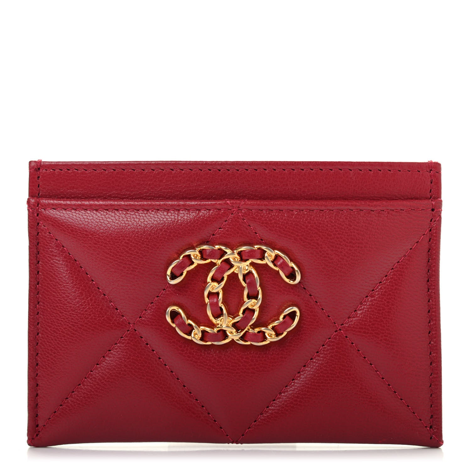 Chanel Goatskin Quilted Chanel 19 Card Holder Red 1 of 4